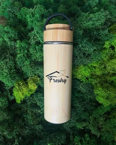 bambusová termoska s čajítkom - domácnosť Freshy